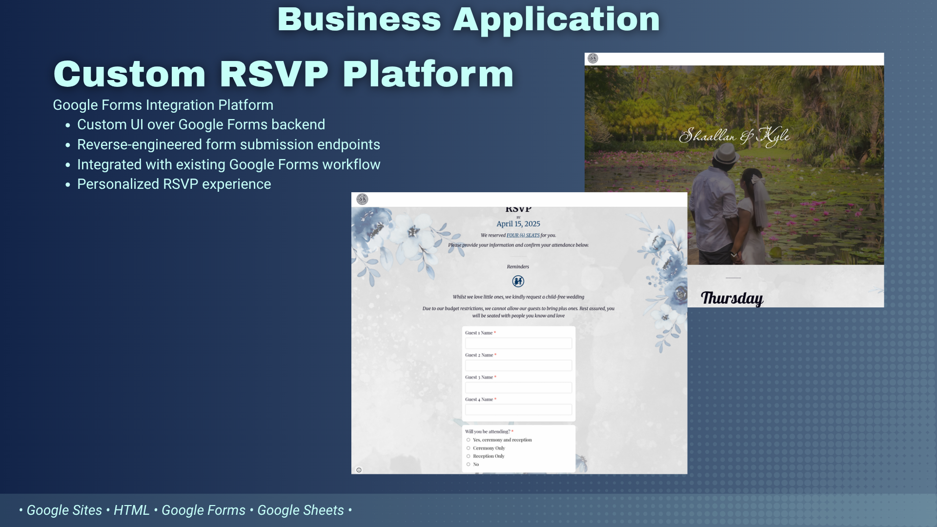 Custom wedding RSVP platform